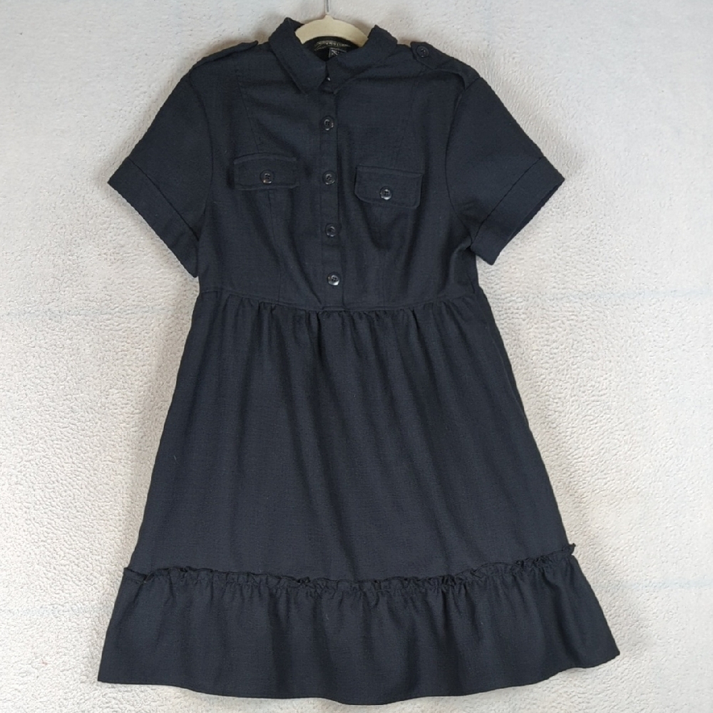 Vertigo Paris Women's Black Utility Button Collared Dress Size M